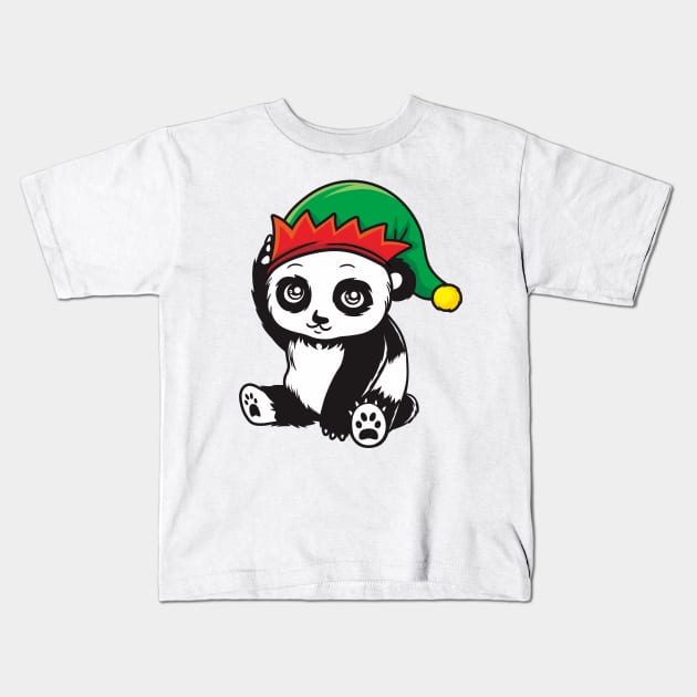 Holiday Panda Kids T-Shirt by pmuirart